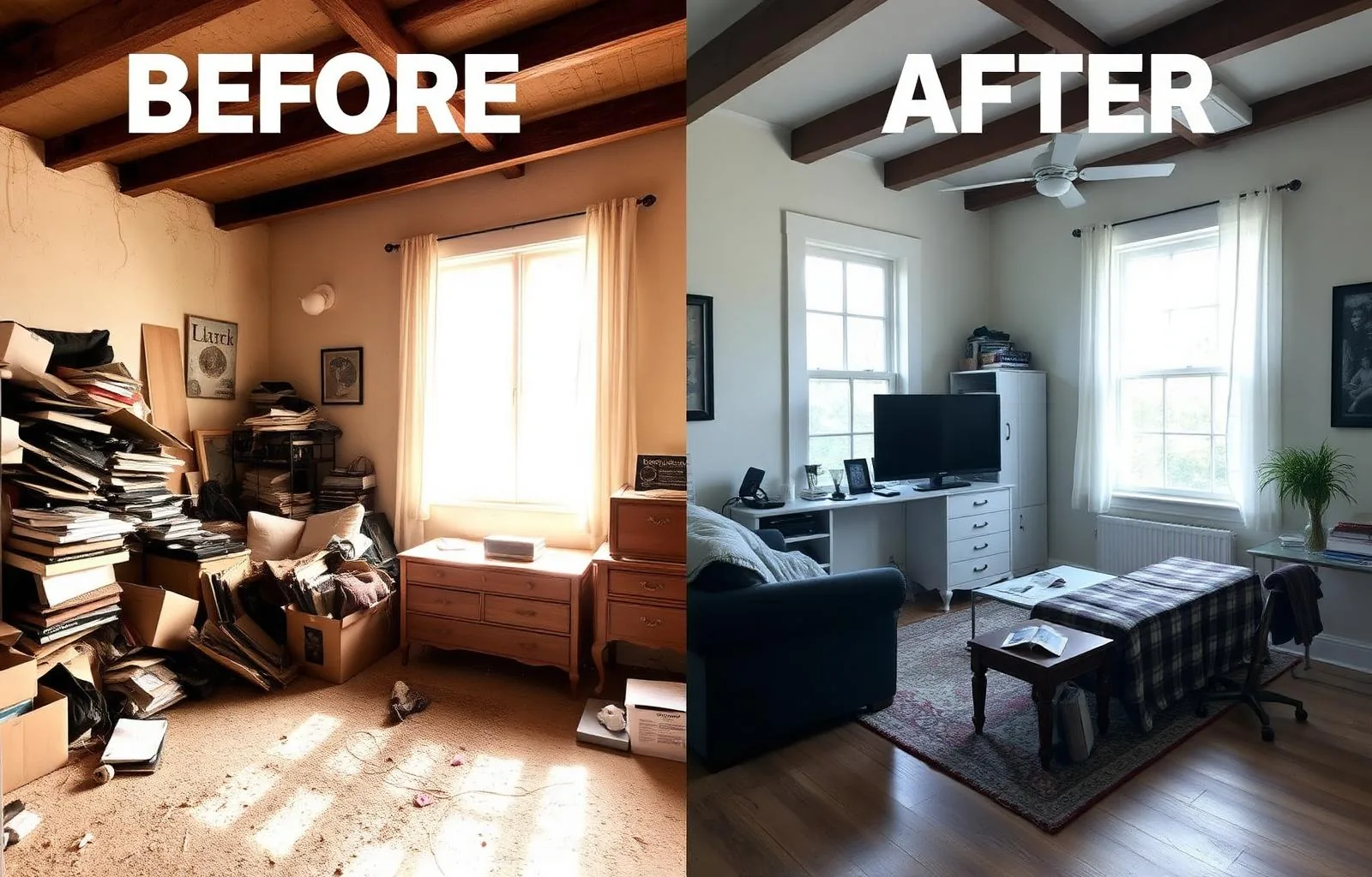 Before and after cleaning transformation